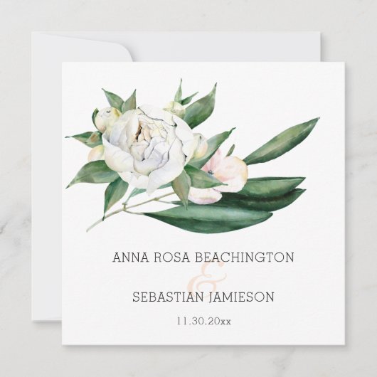 Invitation *~* Peony QR RSVP Bouquet floral AR15 Mariage (Devant)