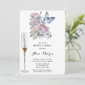 Invitation Peony rose Dusty Bleu Papillon Brunch & Bubbly (Debout devant)