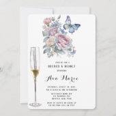 Invitation Peony rose Dusty Bleu Papillon Brunch & Bubbly (Devant)