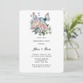 Invitation Peony rose Dusty Blue Butterfly Party (Debout devant)