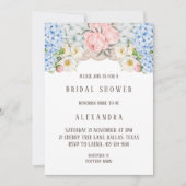 Invitation Peony rose Romantique Blue Hydrangea Fête des mari (Devant)