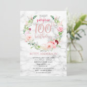 Invitation Peony rose Rose Marbre d'or Surprise 100e (Debout devant)