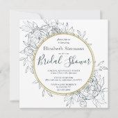 Invitation Peony Turquoise foncé Floral Fête des mariées en t (Devant)