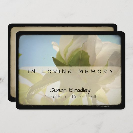 Invitation Peony Vintage funérailles service commémoratif 1 (Devant / Derrière)