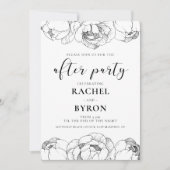 Invitation Peonys noir et blanc mariage après la fête (Devant)