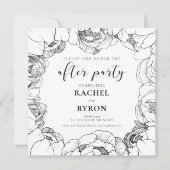Invitation Peonys noir et blanc mariage après la fête (Devant)