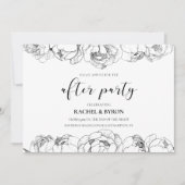 Invitation Peonys noir et blanc mariage après la fête (Devant)