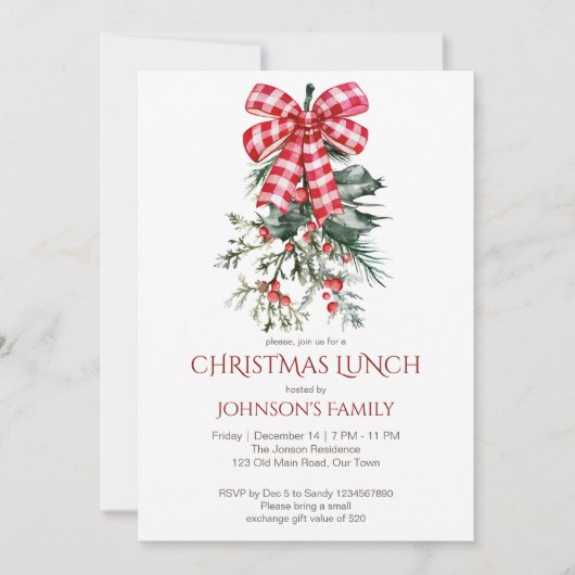 Invitation Pépine arc rouge de Noël (Devant)