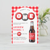 Invitation Pépingler dans un soda Plaid Rouge 1er anniversair (Debout devant)