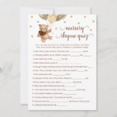 Invitation Pépinière Rhyme Quiz Jeu Teddy Bear Card (Devant)