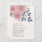 Invitation Pépites bleues Mariage Floral moderne (Devant)