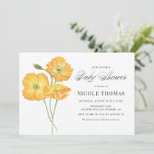 Invitation Pépites d'aquarelle orange Baby shower floral (Debout devant)