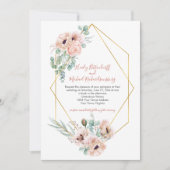 Invitation Pépites d'ivoire rose vif vert or géométrique (Devant)