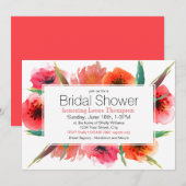 Invitation Pépites peintes rouges Fête des mariées florale (Devant / Derrière)