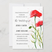 Invitation Pépites rouges Aquarelle rustique mariage élégant (Devant)