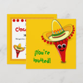 Invitation Pepper chili dans un Sombrero Cinco de Mayo (Devant / Derrière)