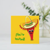 Invitation Pepper chili dans un Sombrero Cinco de Mayo (Debout devant)