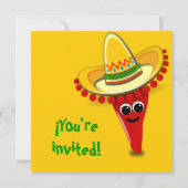 Invitation Pepper chili dans un Sombrero Cinco de Mayo (Devant)