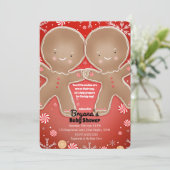 Invitation Peppermenthe pain d'épices Twins Baby shower de va (Debout devant)