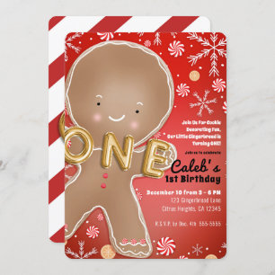 Invitation Peppermint Gingerbread Man ONE 1er anniversaire