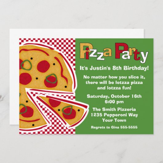 Invitation Pepperoni Pizza (Devant / Derrière)