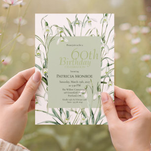Invitation Perce-Neige 60e Anniversaire Aquarelle Botanique V