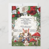 Invitation Perdu au pays des merveilles fête d'anniversaire (Dos)