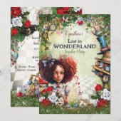 Invitation Perdu au pays des merveilles fête d'anniversaire (Devant / Derrière)