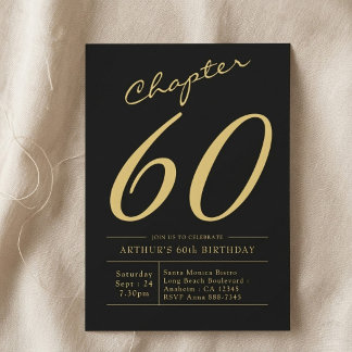 Invitation Père 60e Anniversaire 60 Ans Fête Noir Or