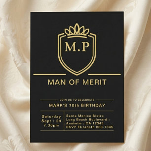 Invitation Père 70e Anniversaire 70 Ans Fête Noir Or