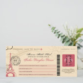 Invitation Père Fille Danse Vintage Paris Embarquement Pass (Debout devant)