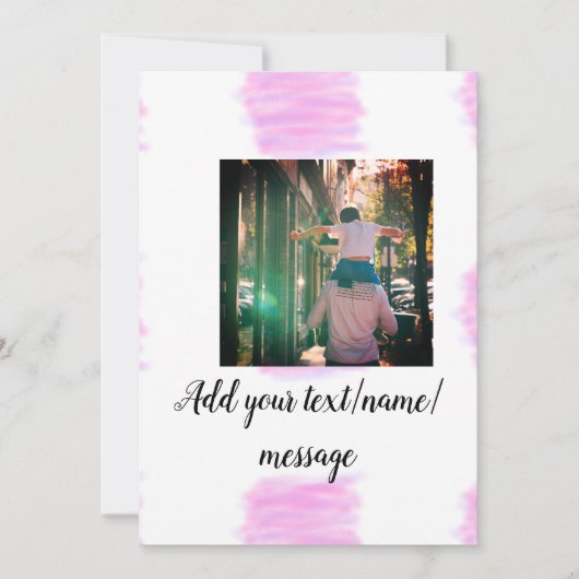 Invitation Père fils aquarelle rose violet ajoutez image te (Devant)