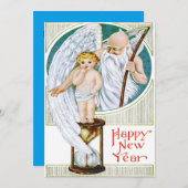 Invitation Père Heure Bébé Nouvel An Horloge (Devant / Derrière)