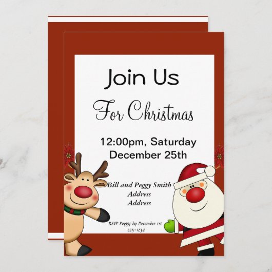 Invitation Père Noël (Devant / Derrière)