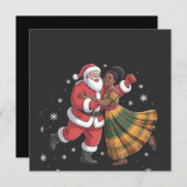 Invitation Père Noël africain Mme Claus danse afro-américain (Devant / Derrière)