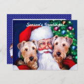 Invitation Père Noël Airedale Terriers à Noël (Devant / Derrière)
