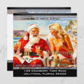 Invitation Père Noël annuel de Noël de plage (Devant / Derrière)