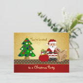 Invitation Père Noël, arbre, présente la fête de Noël des enf (Debout devant)