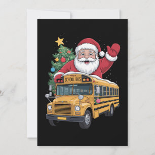 Invitation Père Noël Autobus École Sapin de Noël Conducteur X