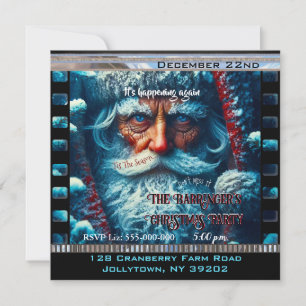 Invitation Père Noël aux yeux bleus Fête de Noël enneigée Bel