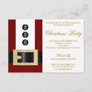 Invitation Père Noël avec ceinture de Parties scintillant I