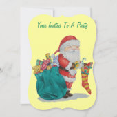 Invitation père Noël avec des cadeaux dans le sac pour (Devant)