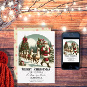 Invitation Père Noël Avec Llamas Festive Noël