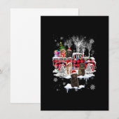 Invitation Père Noël avec un camion Pickup à carreaux rouges (Devant / Derrière)