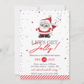 Invitation Père Noël avec Verre Vin Fun Fun Party (Devant)