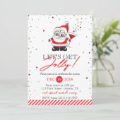 Invitation Père Noël avec Verre Vin Fun Fun Party (Debout devant)