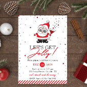 Invitation Père Noël avec Verre Vin Fun Fun Party