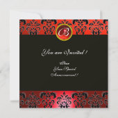 INVITATION PÈRE NOËL AVEC VIOLIN, ROUGE BLACK DAMASK MONOGRAM (Dos)