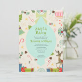 Invitation Père Noël Baby Atomic Mid Century Baby shower mode (Debout devant)