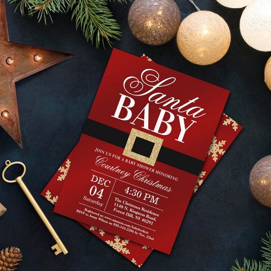 Invitation Père Noël Baby | Baby shower de Noël